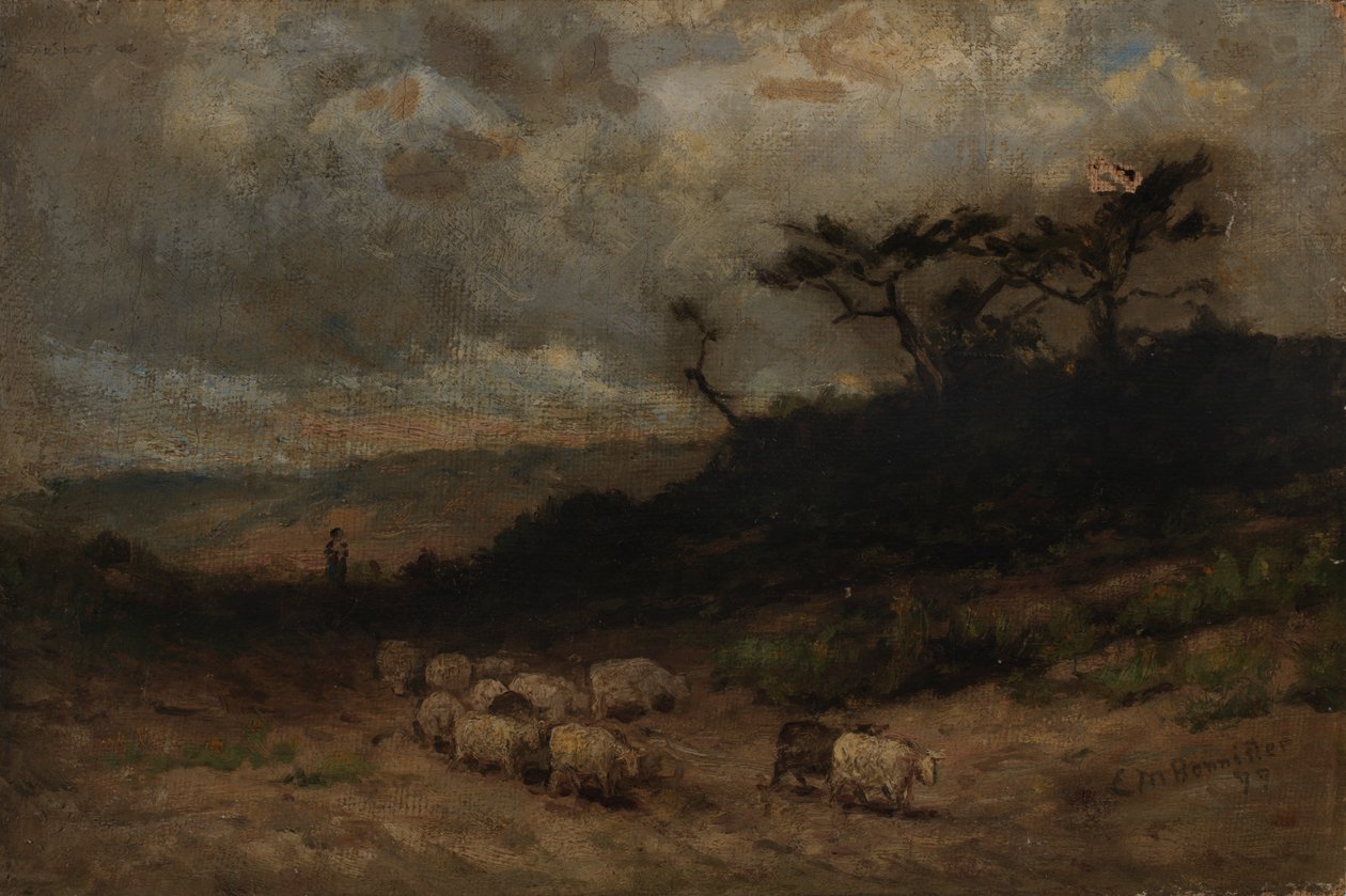 Senza titolo pastore con pecore, 1877 da Edward Mitchell Bannister