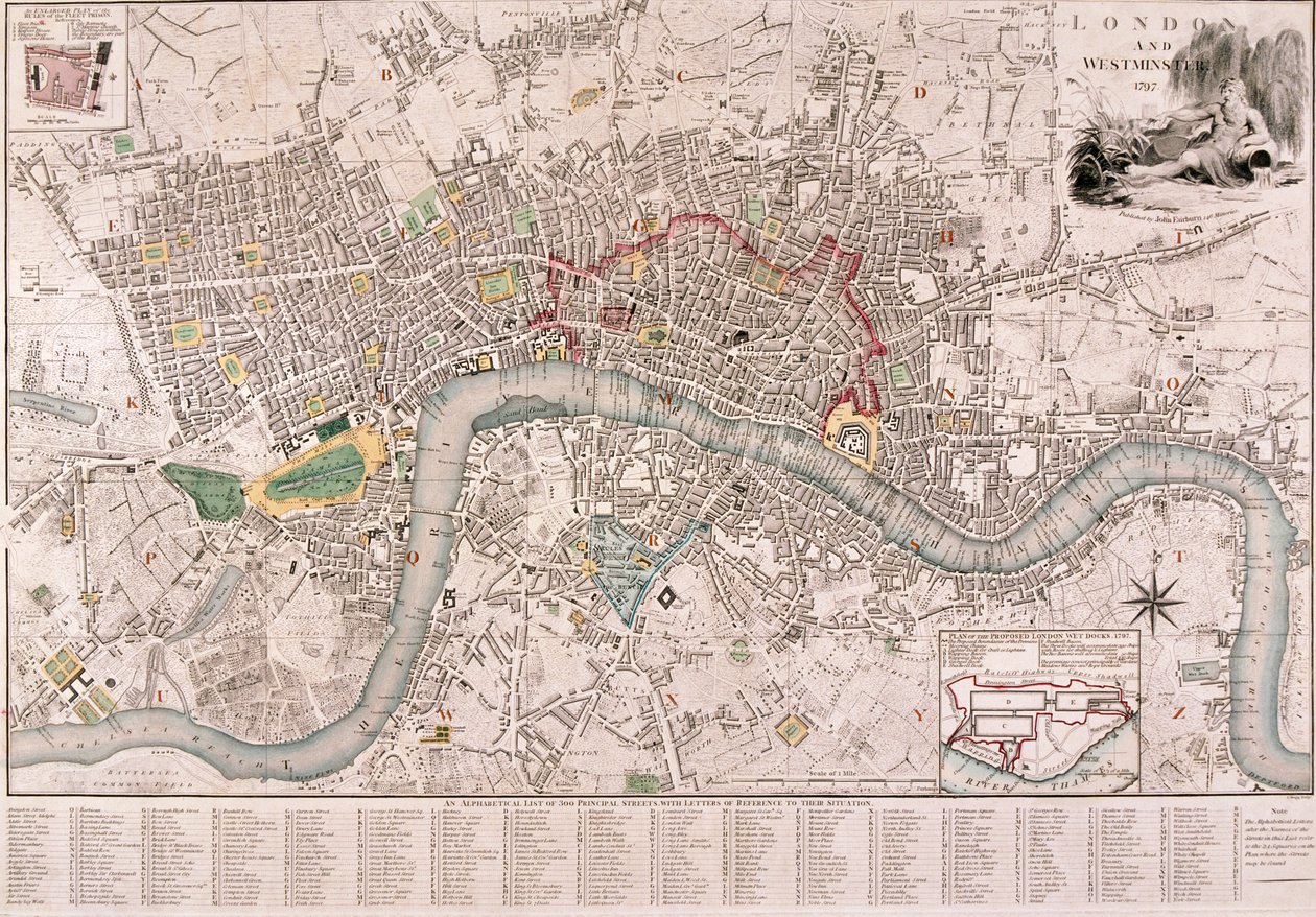 Mappa di Londra, 1797 da Edward Mogg