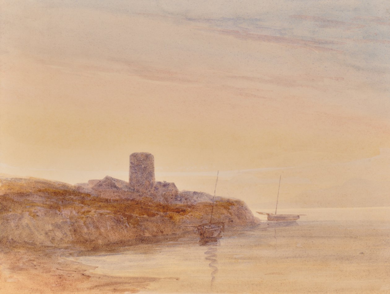 Paesaggio marino con torre da Edward Pretty