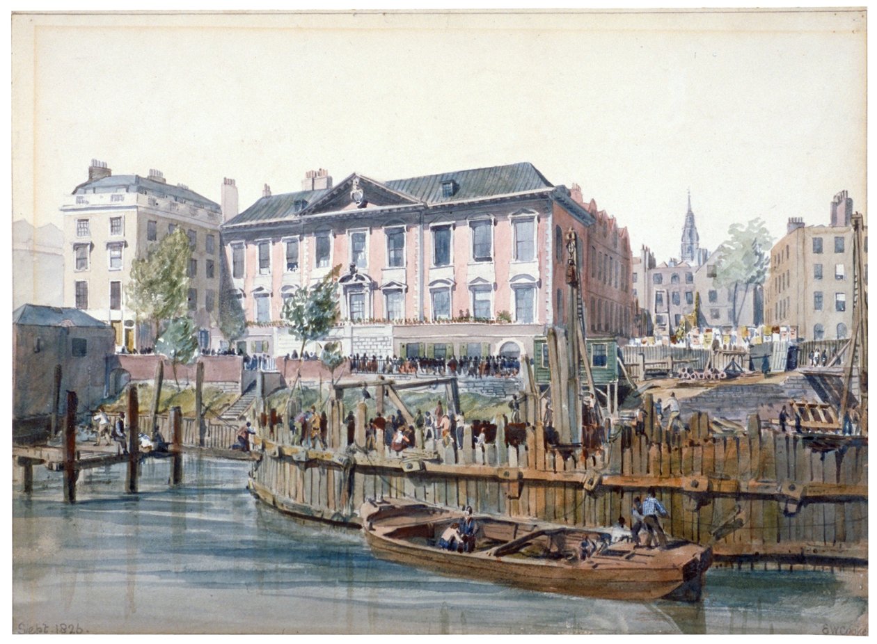 Costruzione del London Bridge da Edward William Cooke