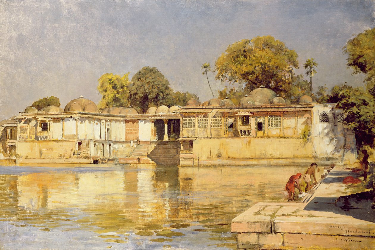 Palazzo e lago a Sarkeh, vicino ad Ahmedabad, India, c.1882-83 da Edwin Lord Weeks