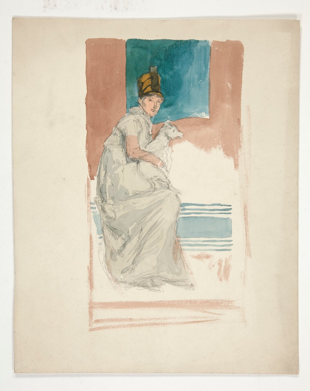 Donna con un cagnolino da Edwin Austin Abbey