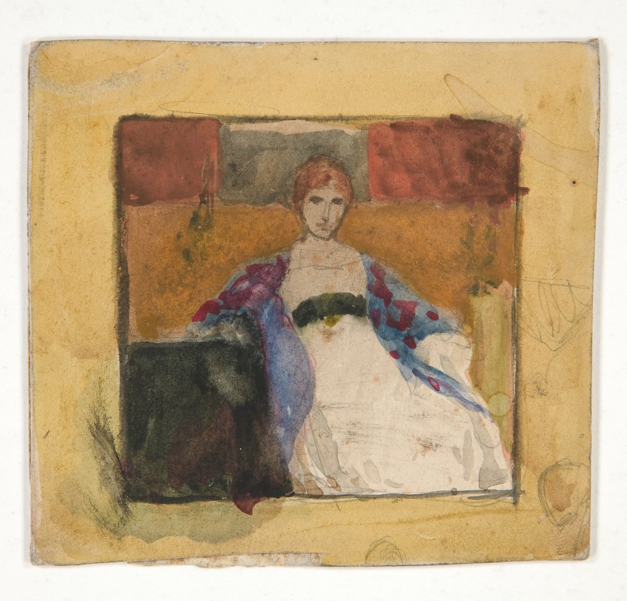 Donna seduta - illustrazione non identificata da Edwin Austin Abbey