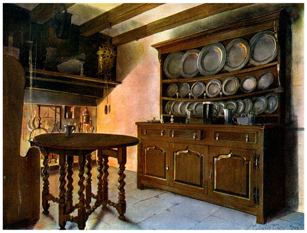 Credenza gallese in quercia, 1910 da Edwin Foley