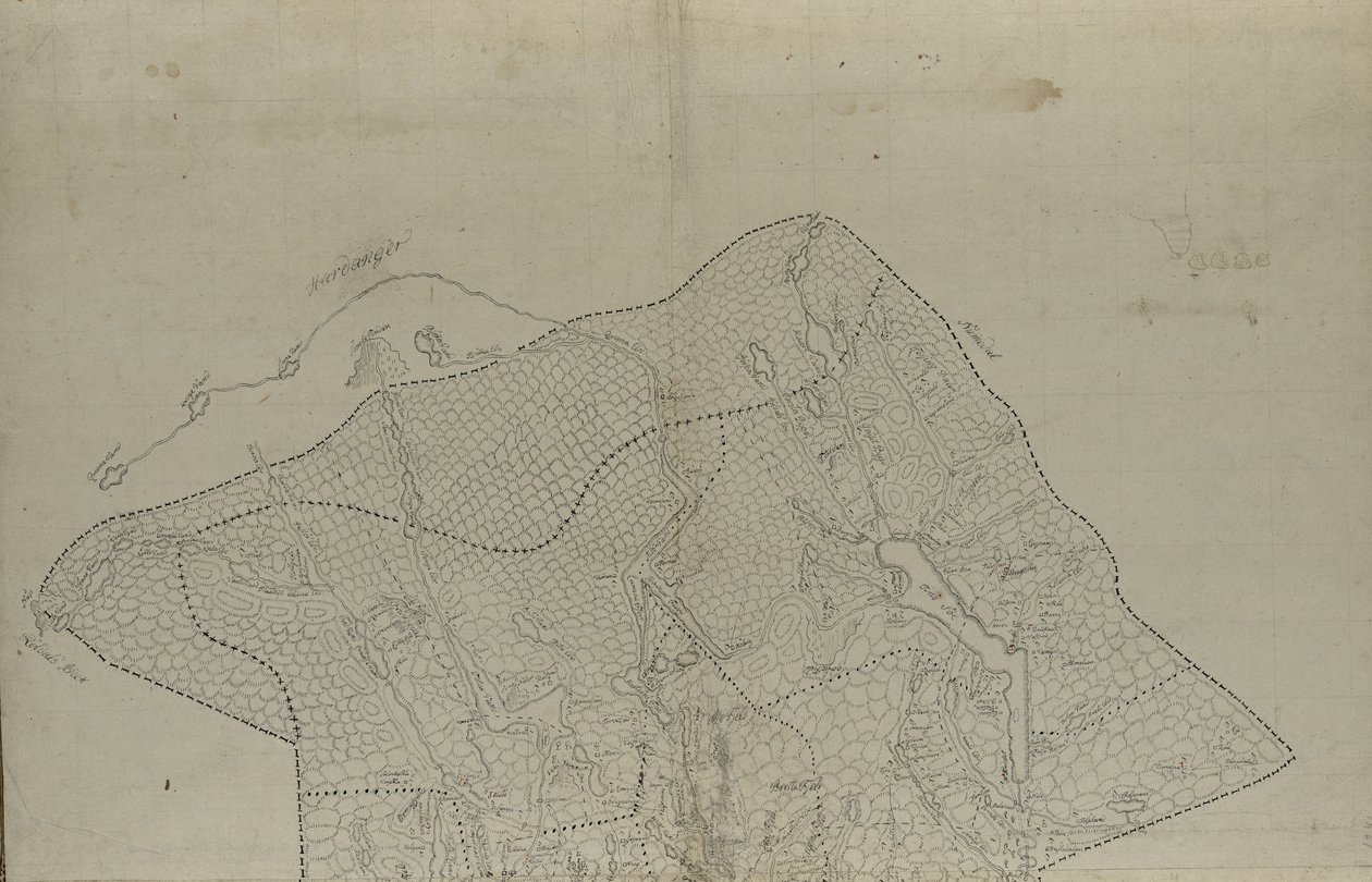 La mappa è stata pubblicata a mano (ca 1780) e mostra Telemark da Eenvold Steenbloch