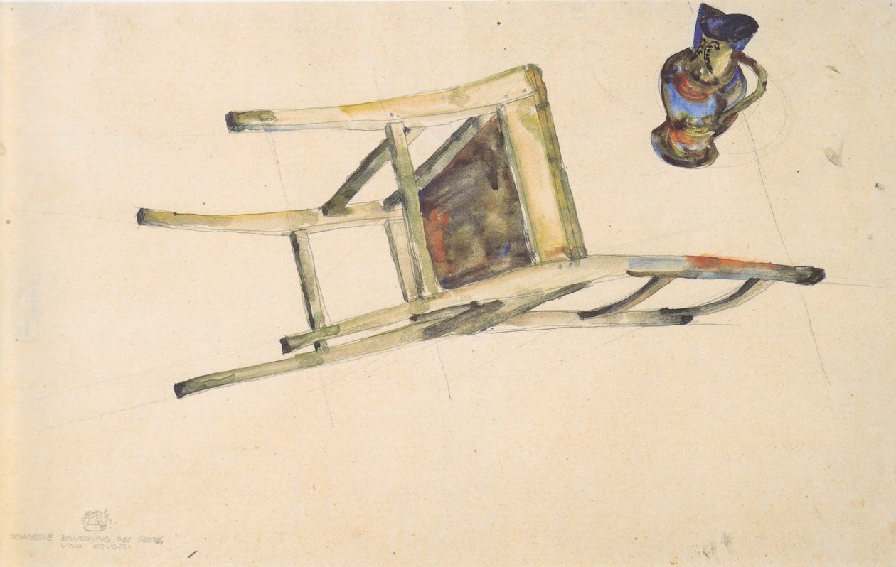 Movimento organico della sedia e della brocca - 21-4-1912 da Egon Schiele