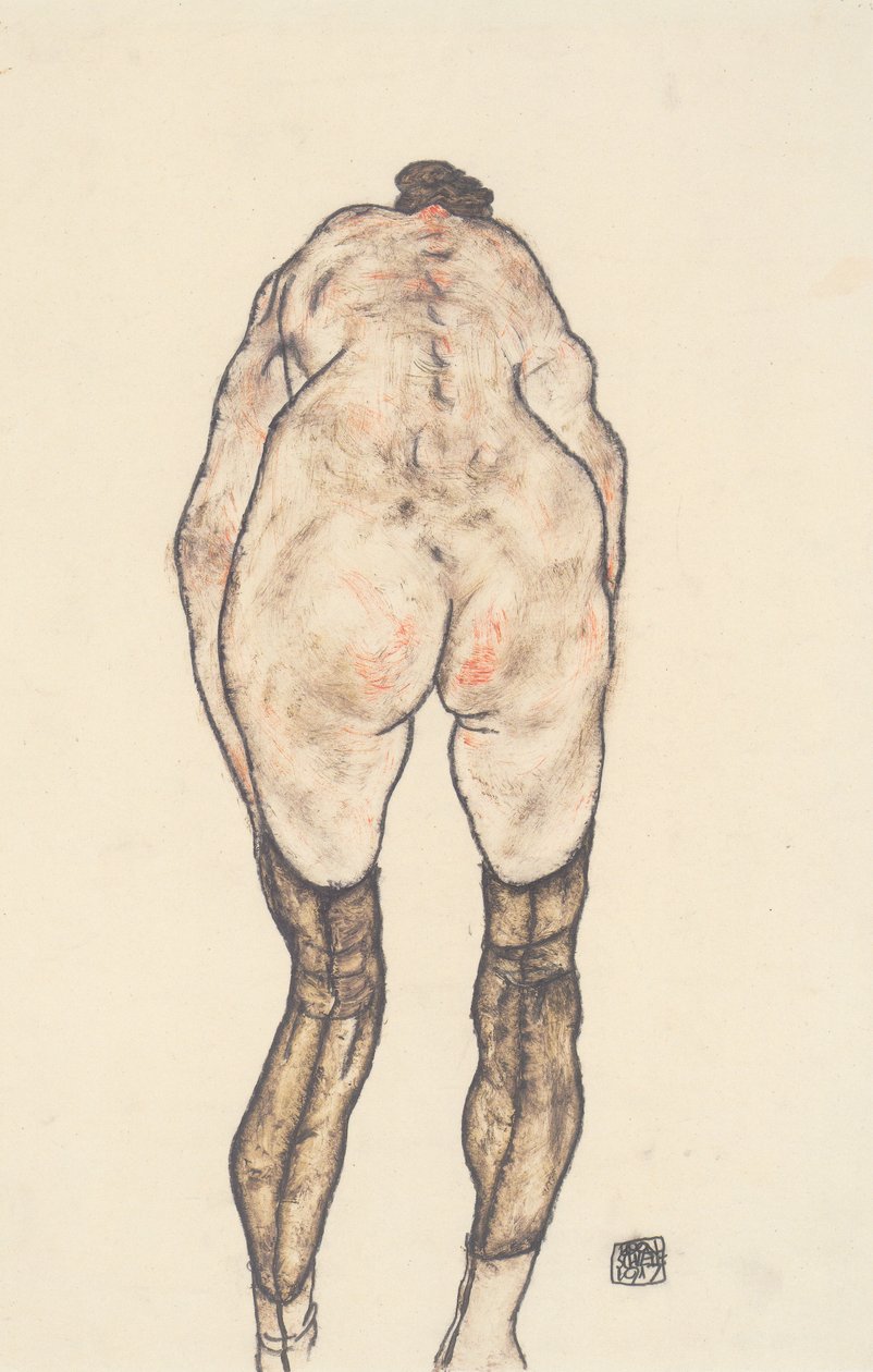 Nudo femminile di schiena da Egon Schiele