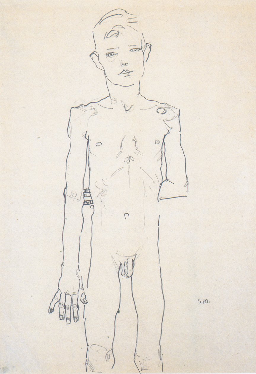 Nudo di un ragazzo in piedi da Egon Schiele