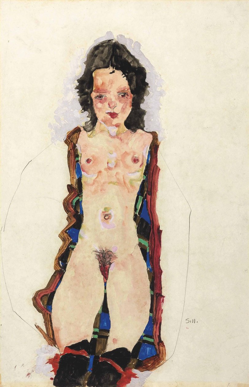 Nudo con giarrettiere rosse da Egon Schiele