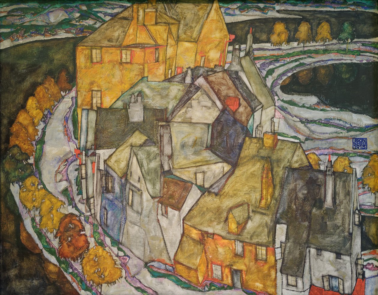 Mezzaluna di case II (Città isola) da Egon Schiele