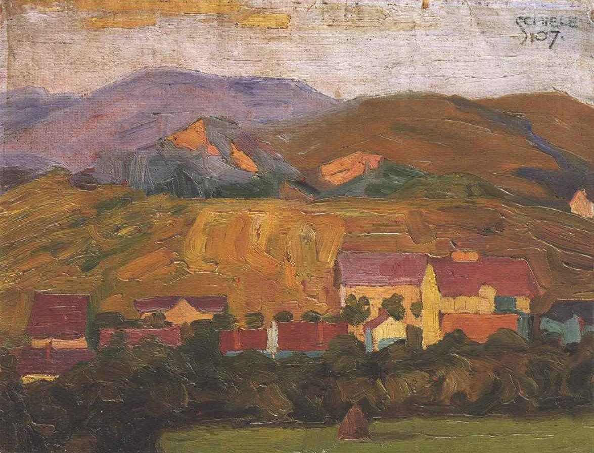 Villaggio con montagne da Egon Schiele