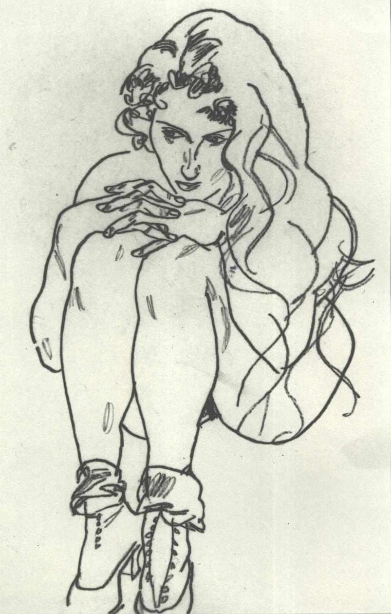 Nudo femminile accovacciato da Egon Schiele