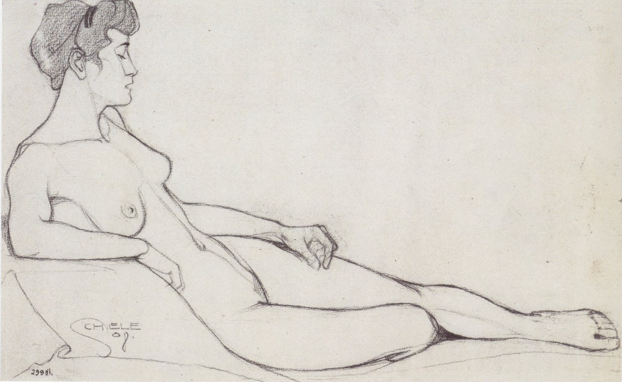 Nudo femminile sdraiato da Egon Schiele
