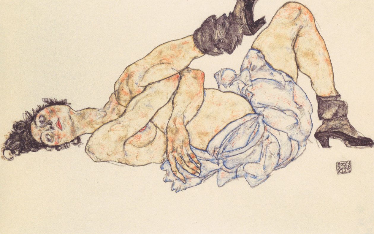 Nudo femminile sdraiato da Egon Schiele