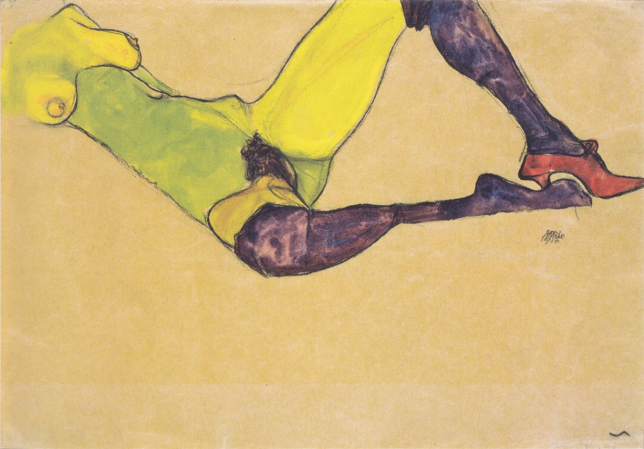 Torso di nudo femminile sdraiato da Egon Schiele