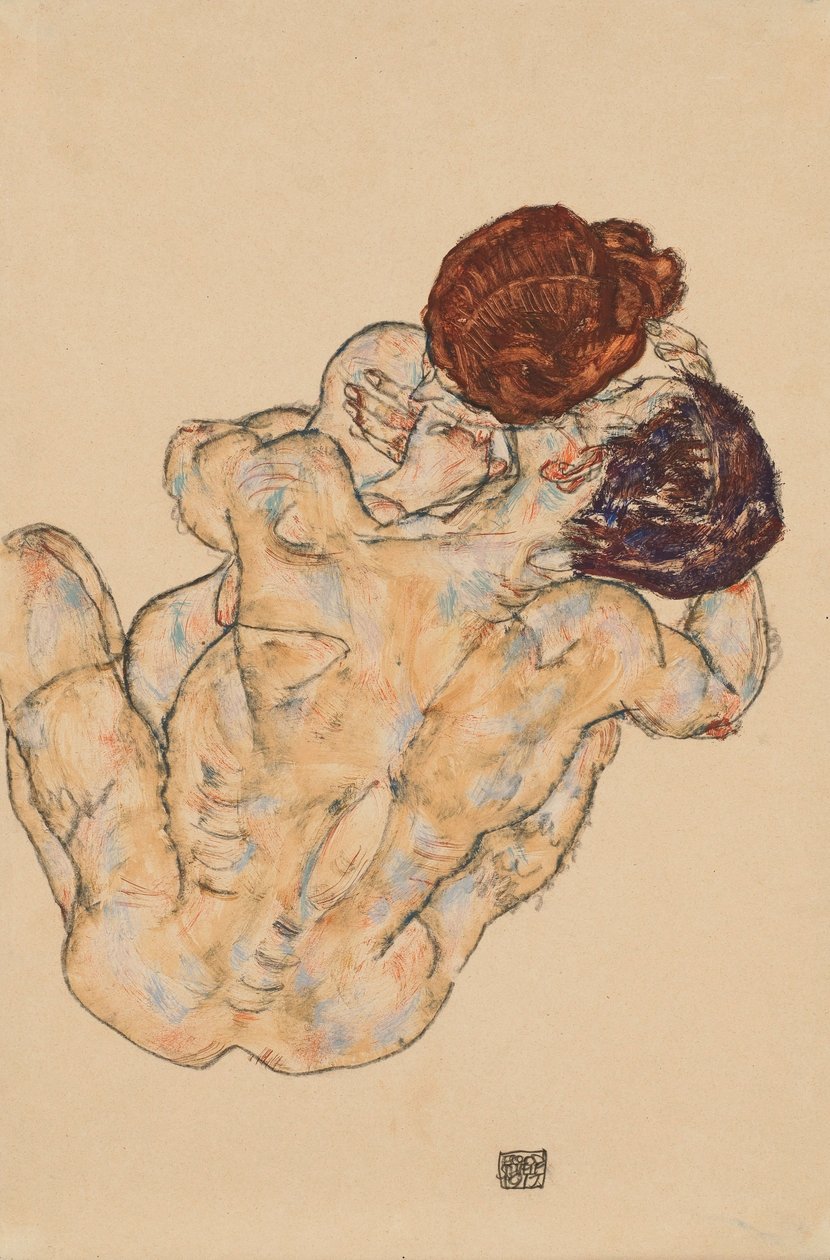 Uomo e donna, abbraccio da Egon Schiele