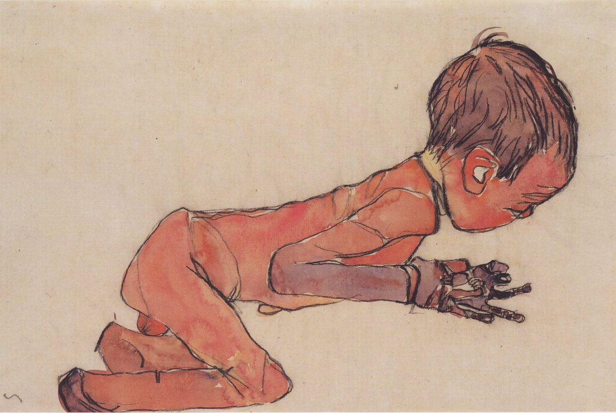 Neonato con gambe piegate da Egon Schiele