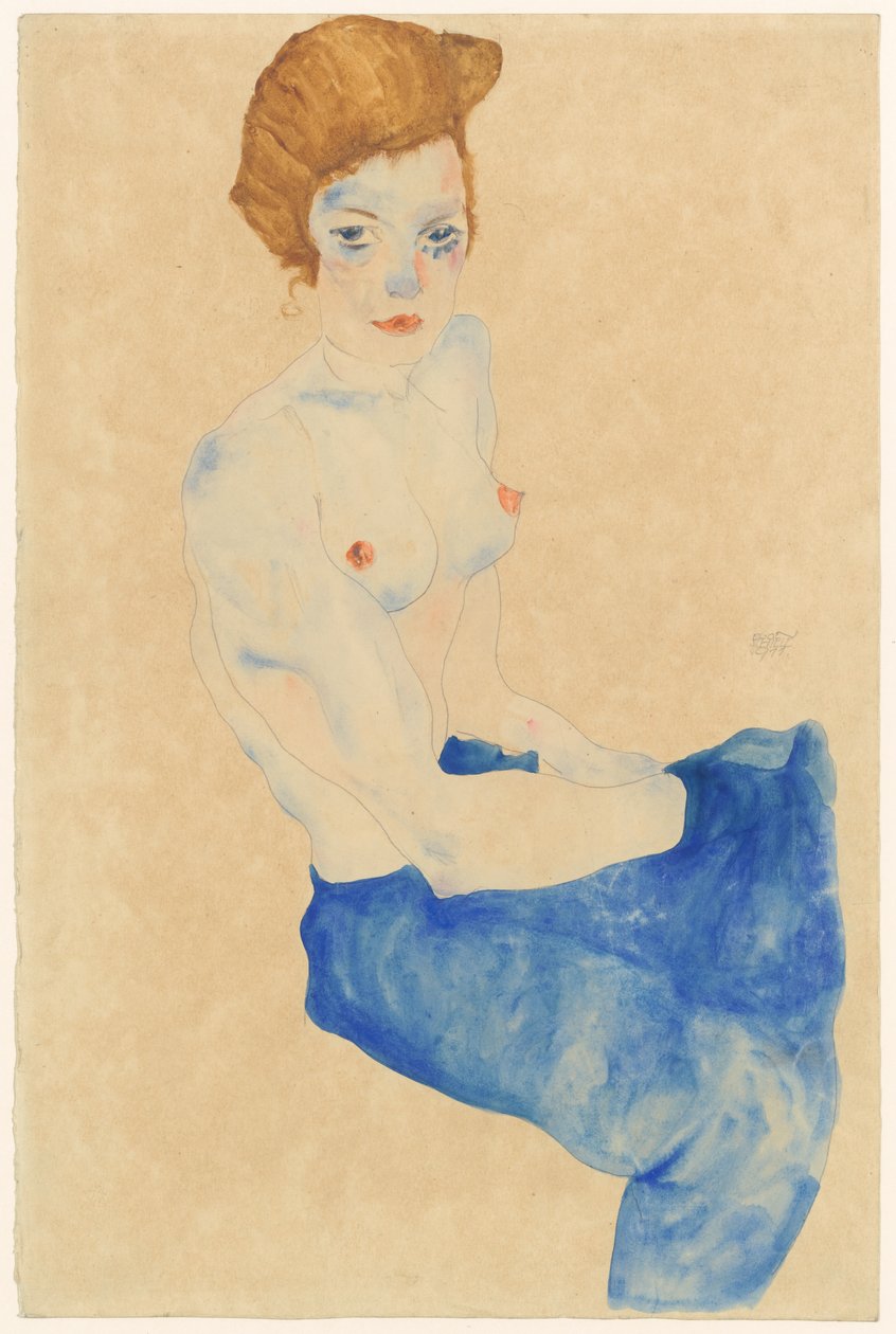 Nudo blu seduto da Egon Schiele