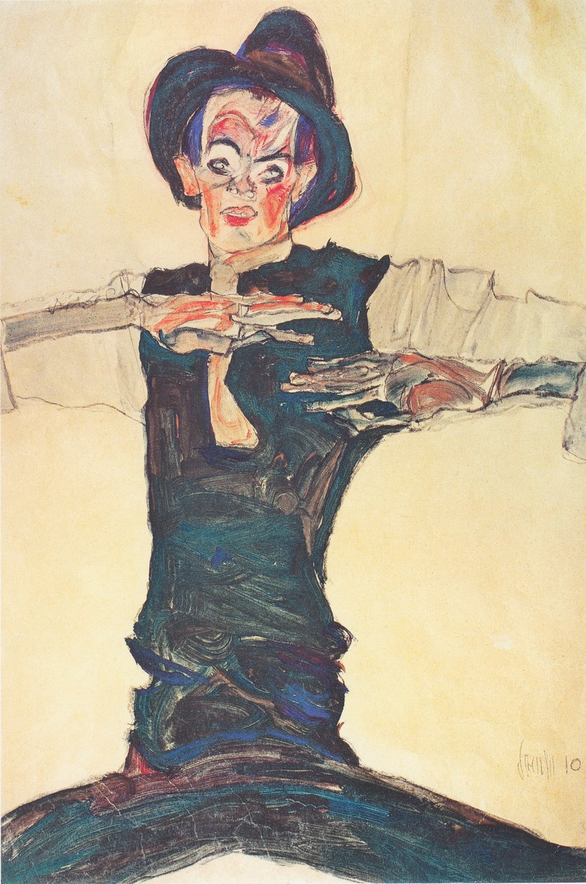 Autoritratto con cappello marrone da Egon Schiele