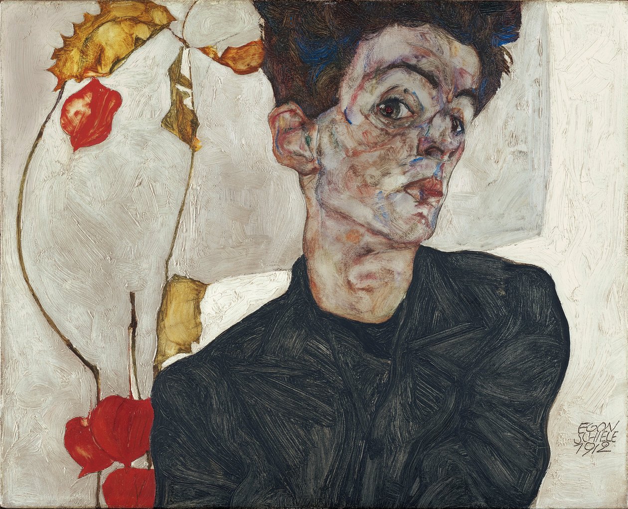 Autoritratto con Physalis da Egon Schiele