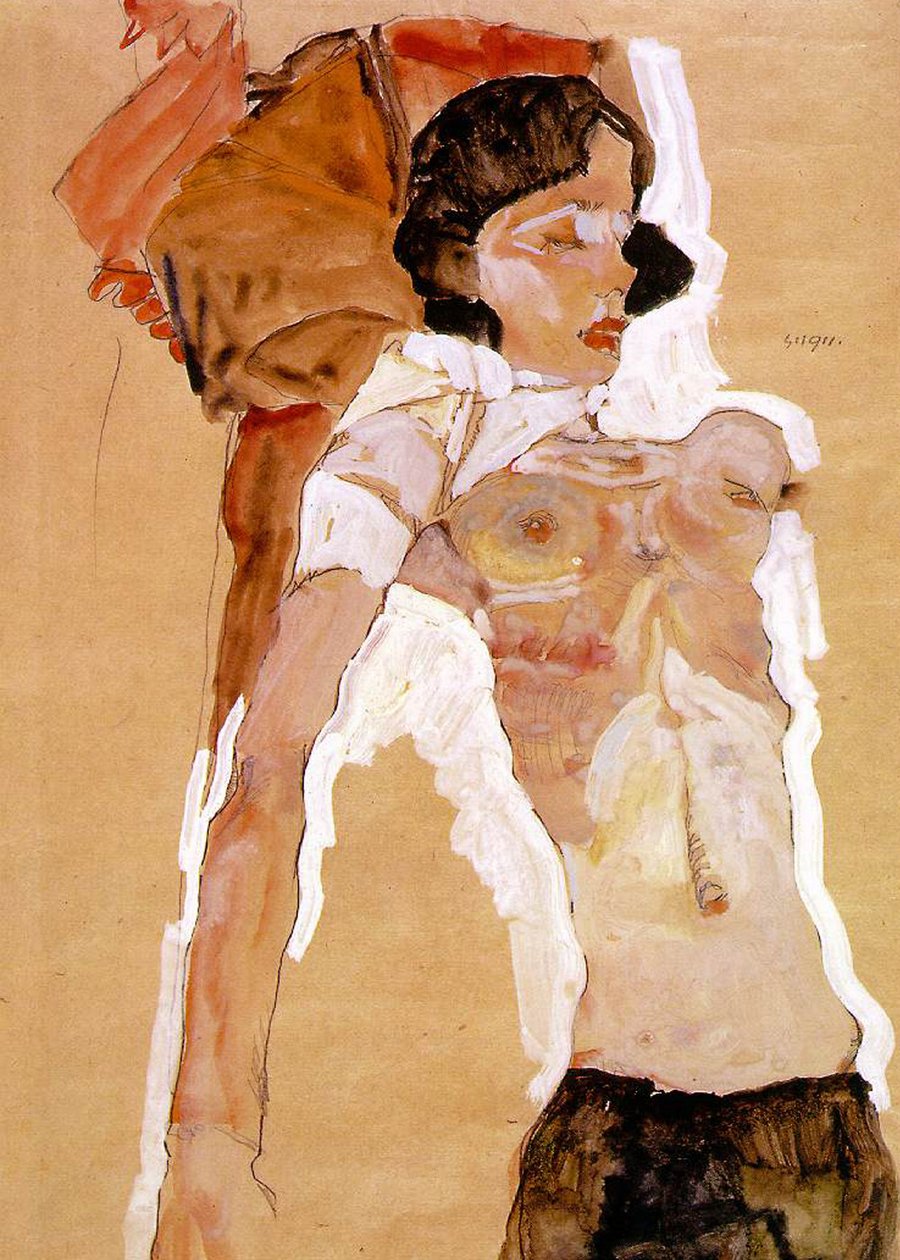 Semi-nudo reclinato da Egon Schiele