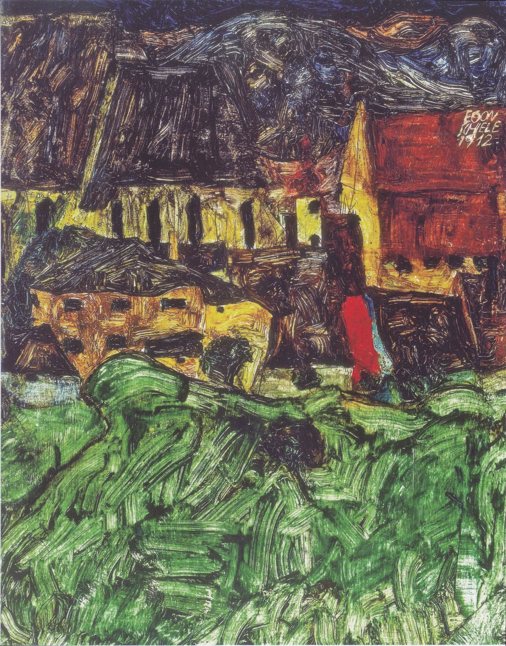 Veduta di Krumau (Chiesa di San Vito con case) da Egon Schiele