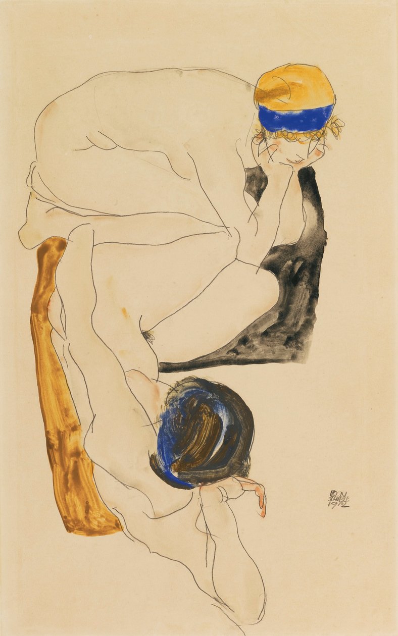 Due figure sdraiate da Egon Schiele