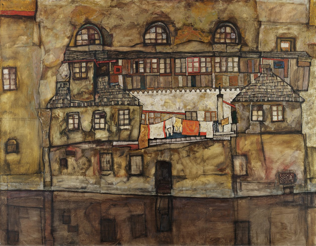 Muro di casa sul fiume da Egon Schiele
