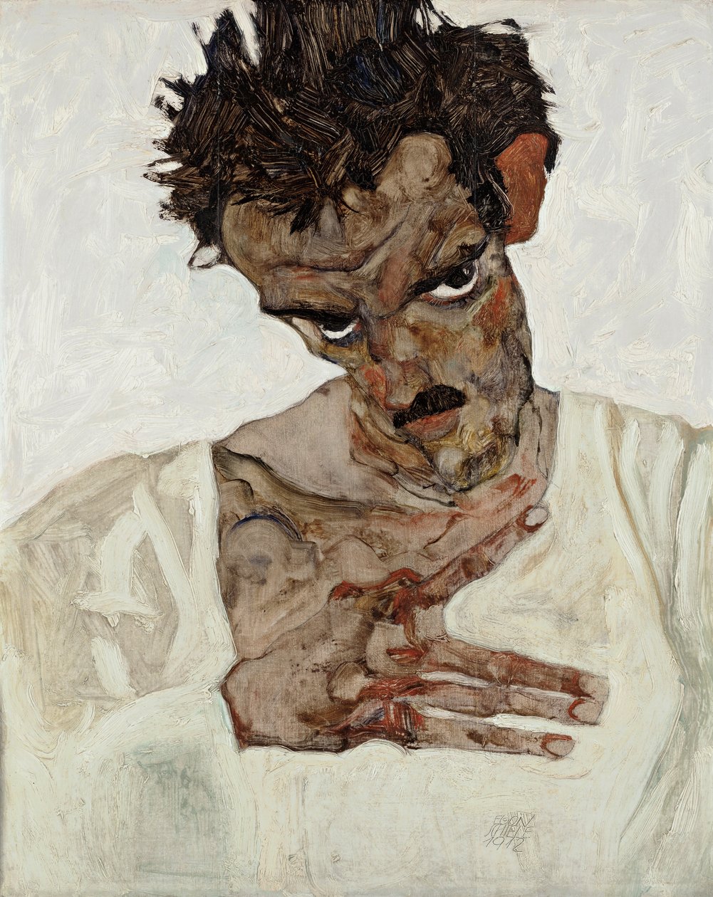 Autoritratto con testa abbassata da Egon Schiele