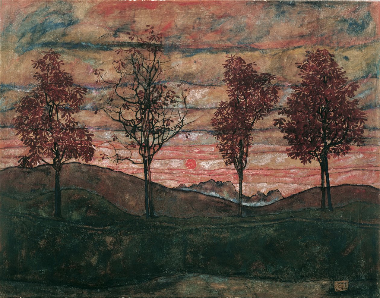 Quattro alberi, 1917 da Egon Schiele