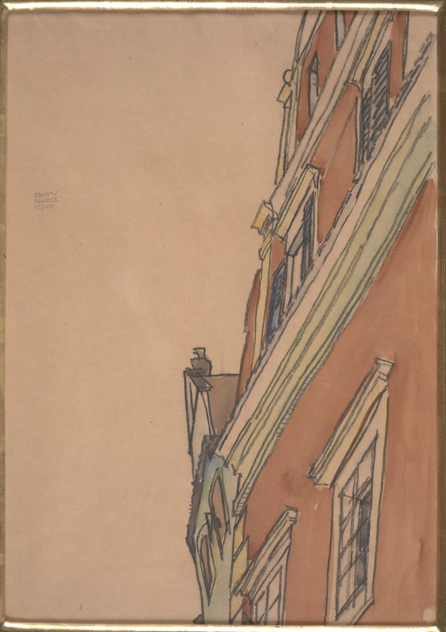 Vista frontale di un edificio: Casa Krumau da Egon Schiele
