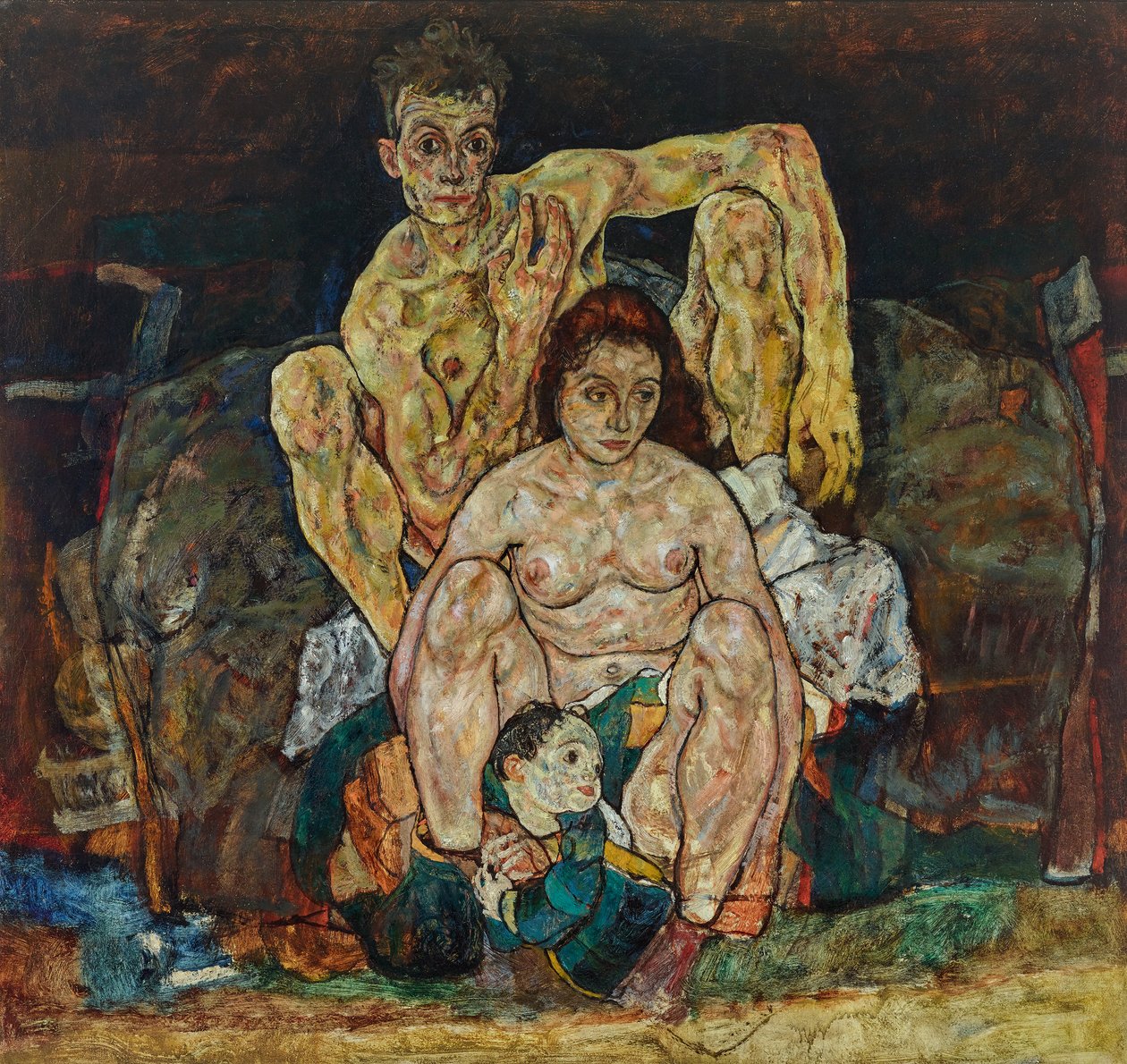 Coppia accovacciata (La famiglia) da Egon Schiele