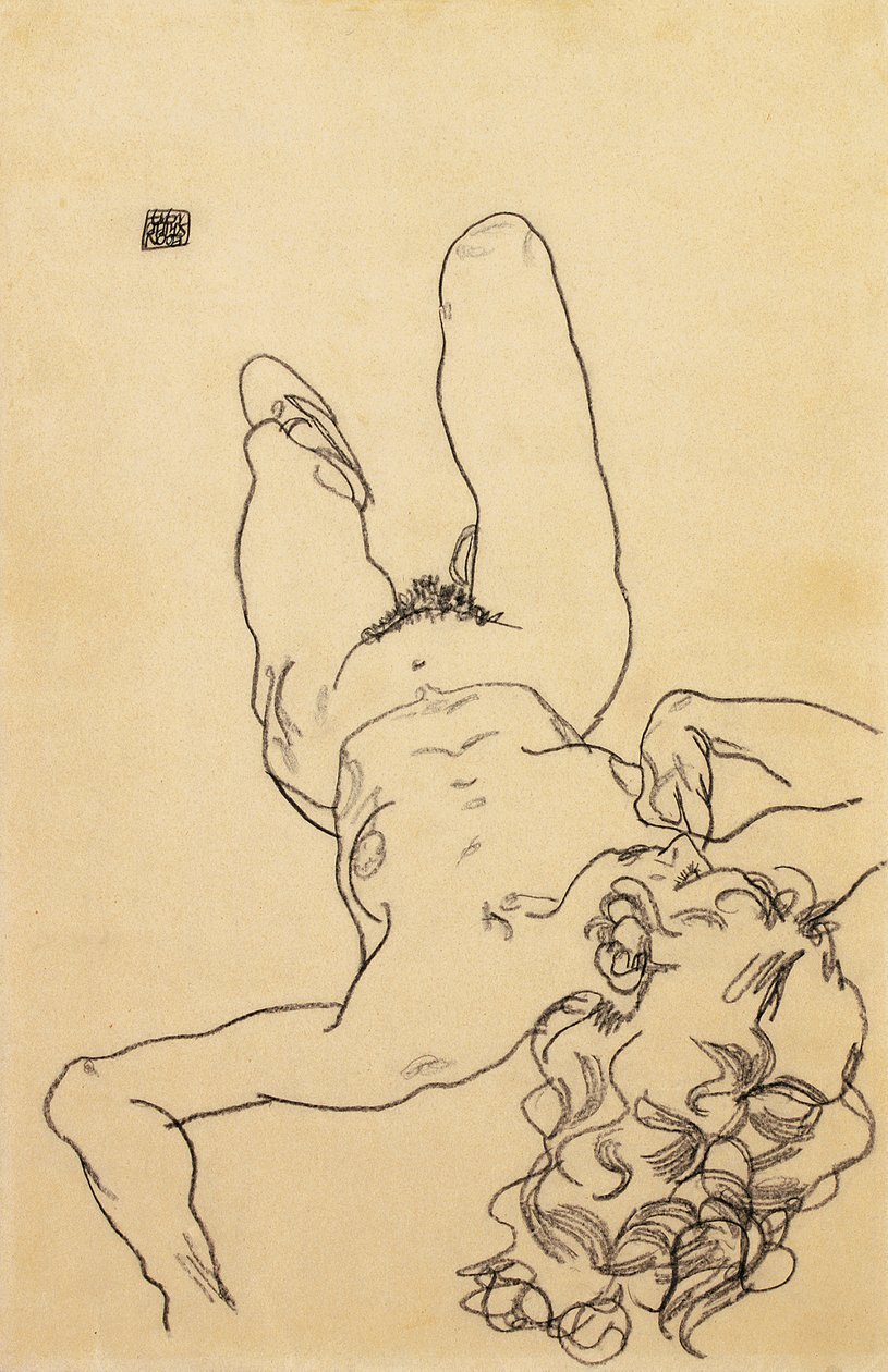 Nudo femminile inginocchiato, 1917 da Egon Schiele