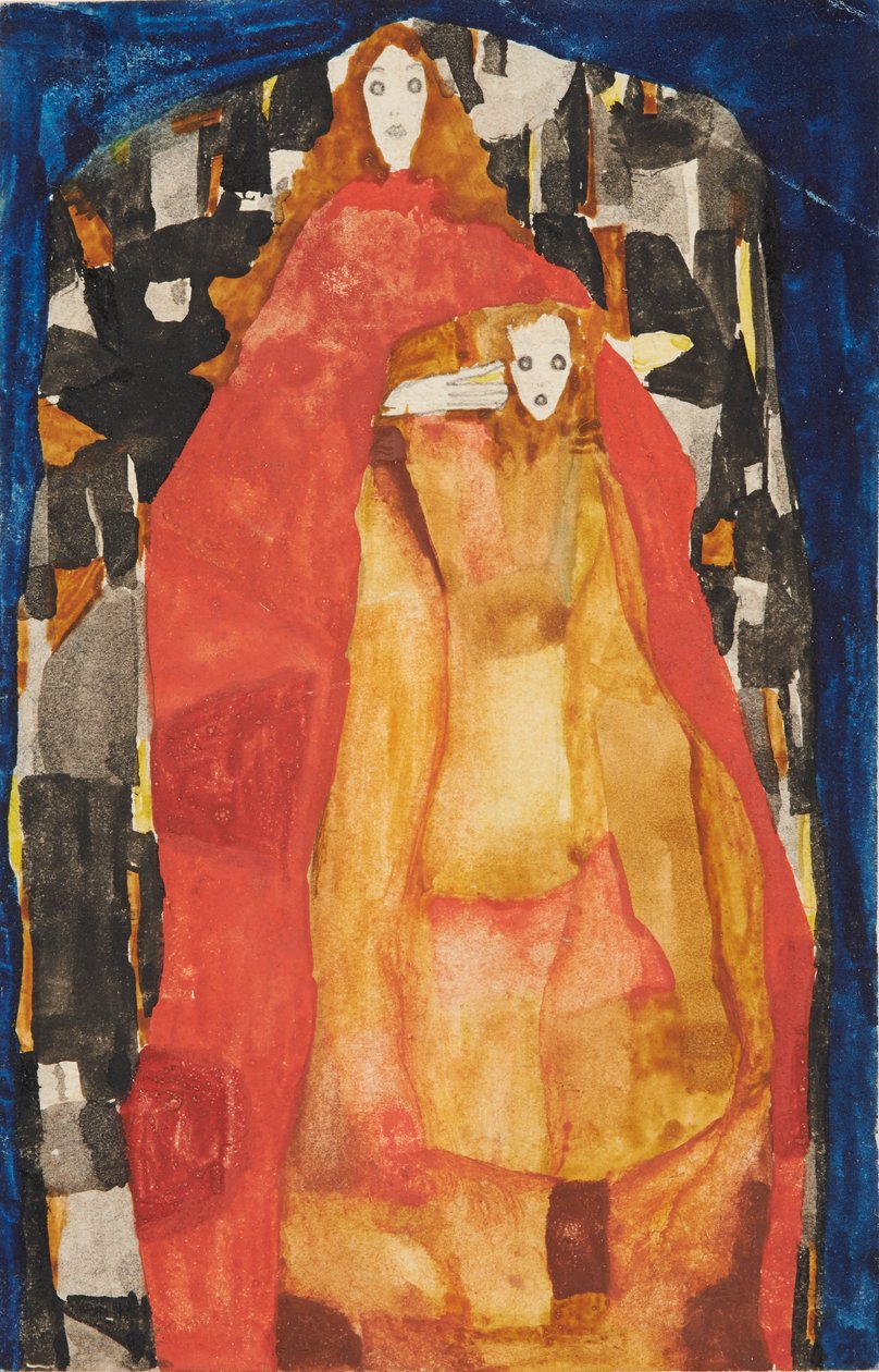 Madre con bambino in cappotto rosso, 1911 da Egon Schiele