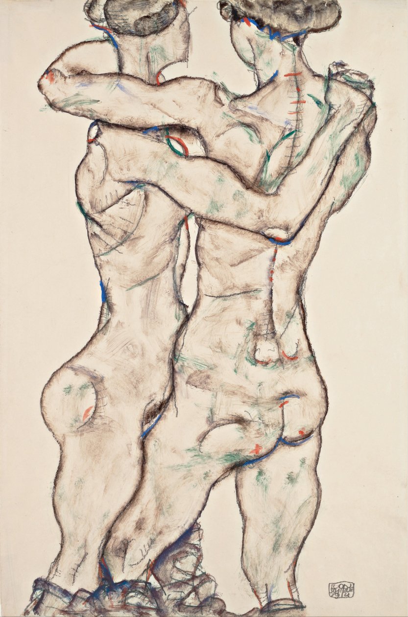 Ragazze nude che si abbracciano da Egon Schiele