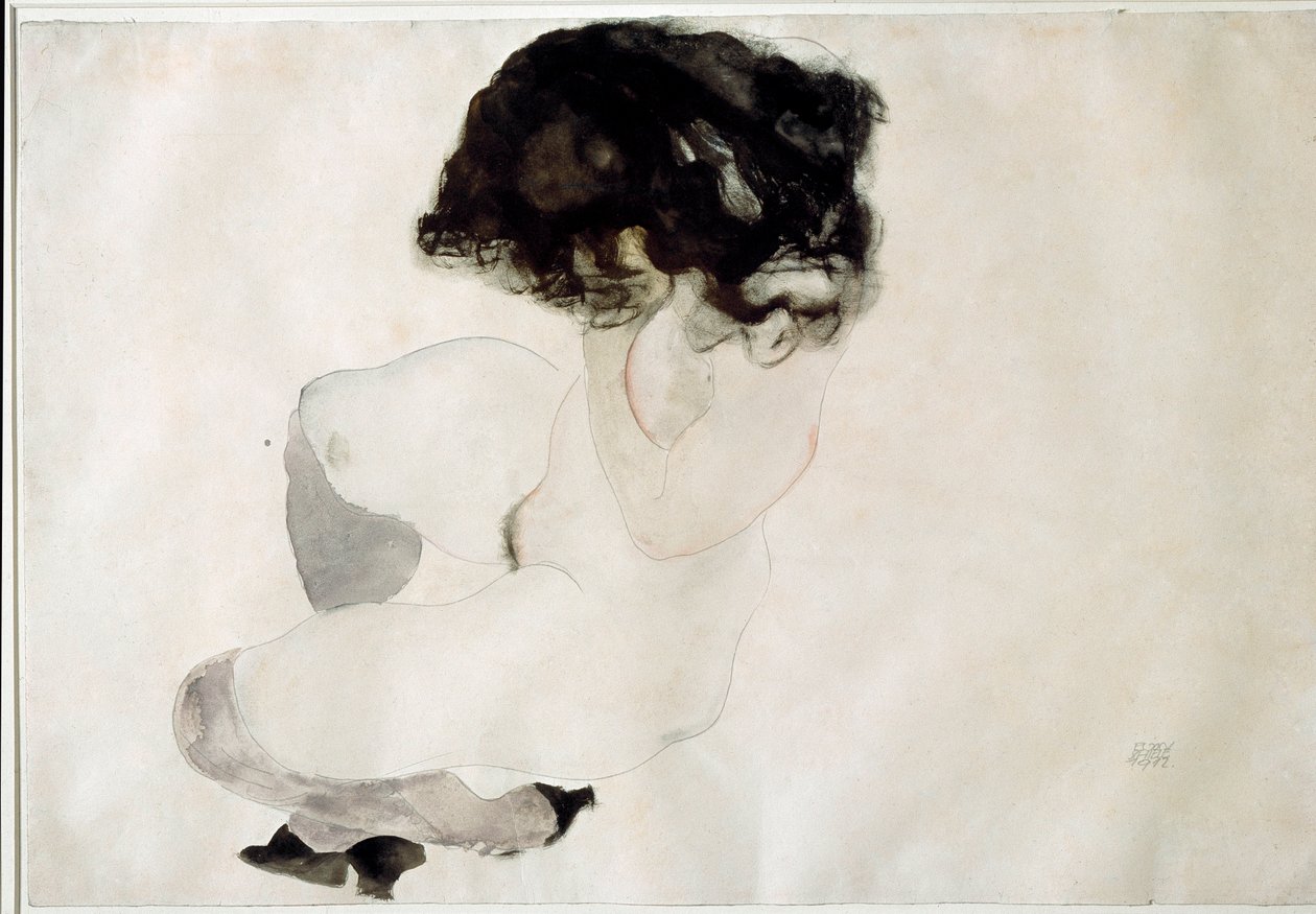 Nudo accovacciato da Egon Schiele