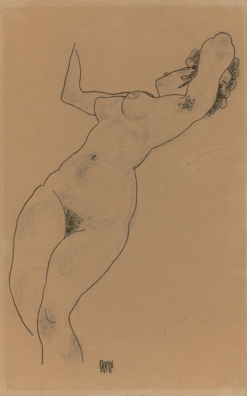 Nudo reclinato; Liegender Akt, 1918 da Egon Schiele