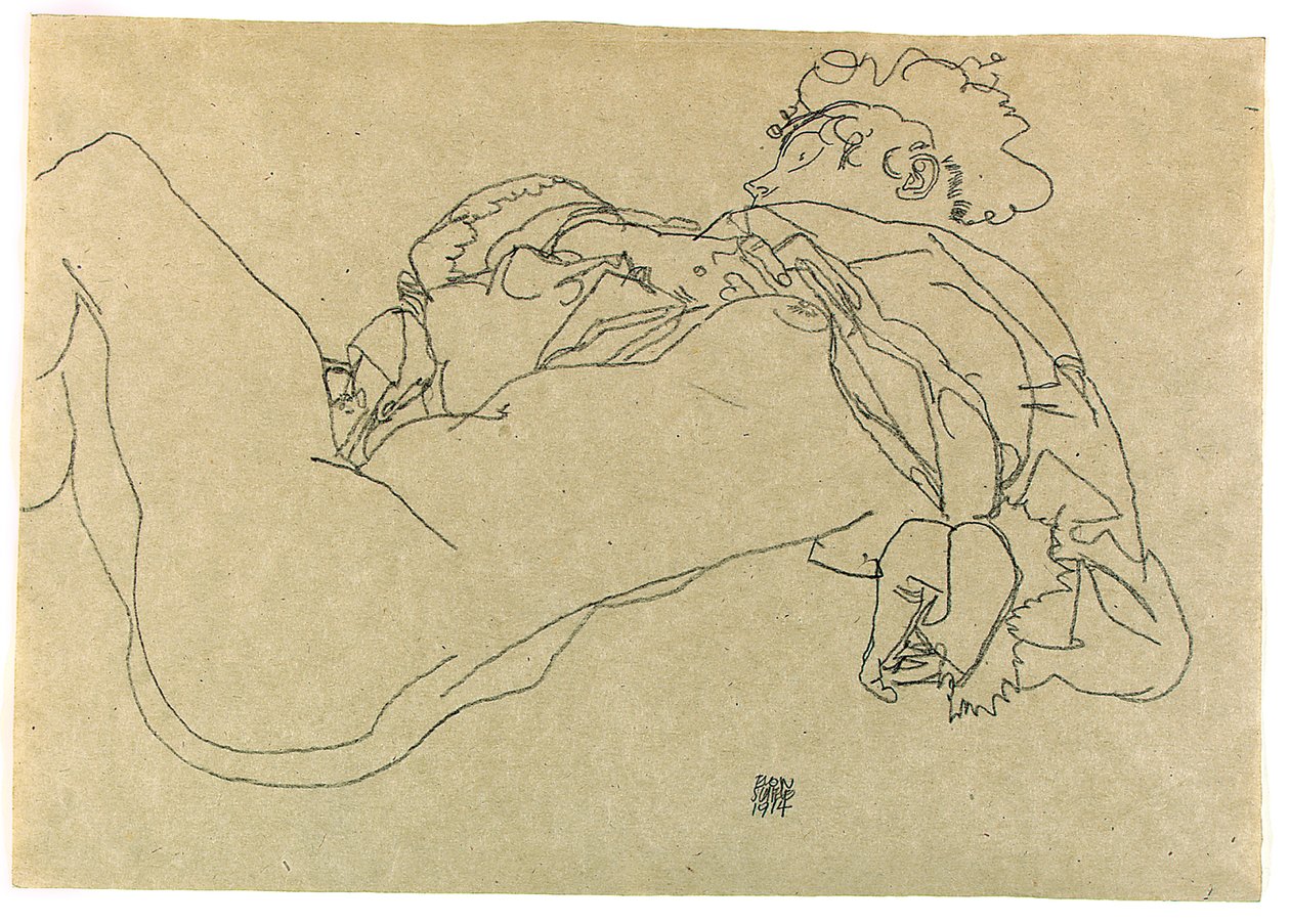 Nudo femminile reclinato, 1914 da Egon Schiele