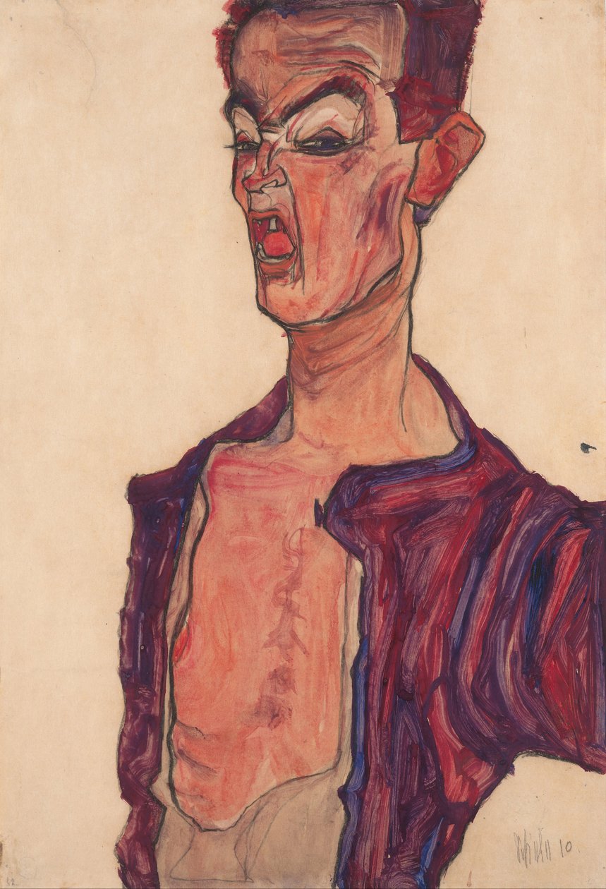 Autoritratto, smorfia, 1910 da Egon Schiele