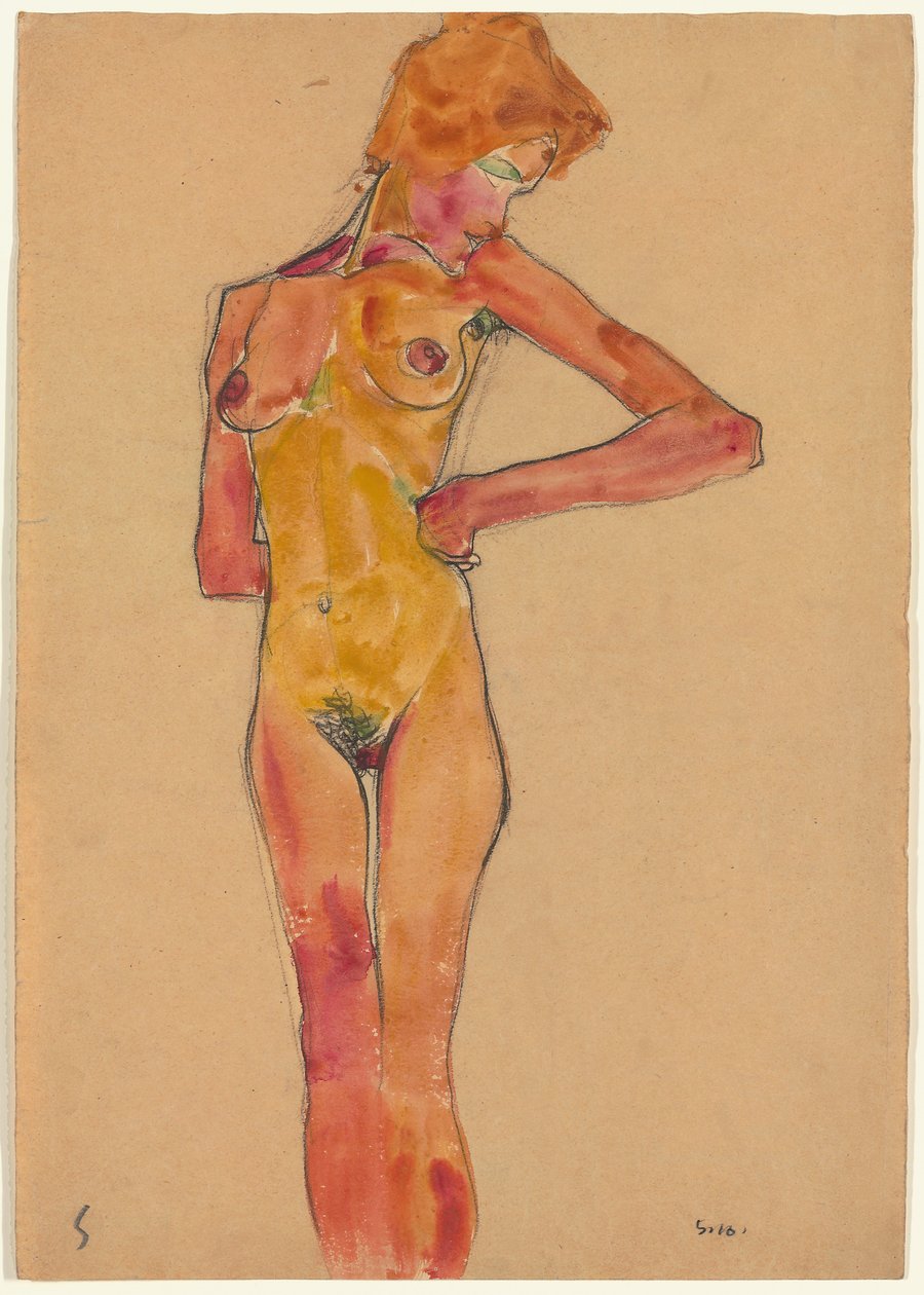 Nudo femminile in piedi da Egon Schiele