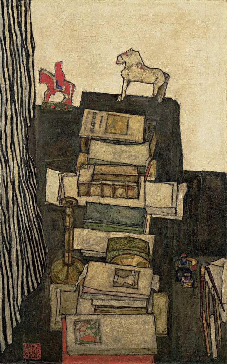 Natura morta con libri, scrivania di Schiele da Egon Schiele