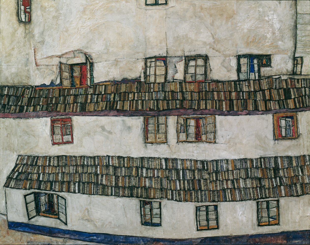 Facciata con finestre di una casa da Egon Schiele
