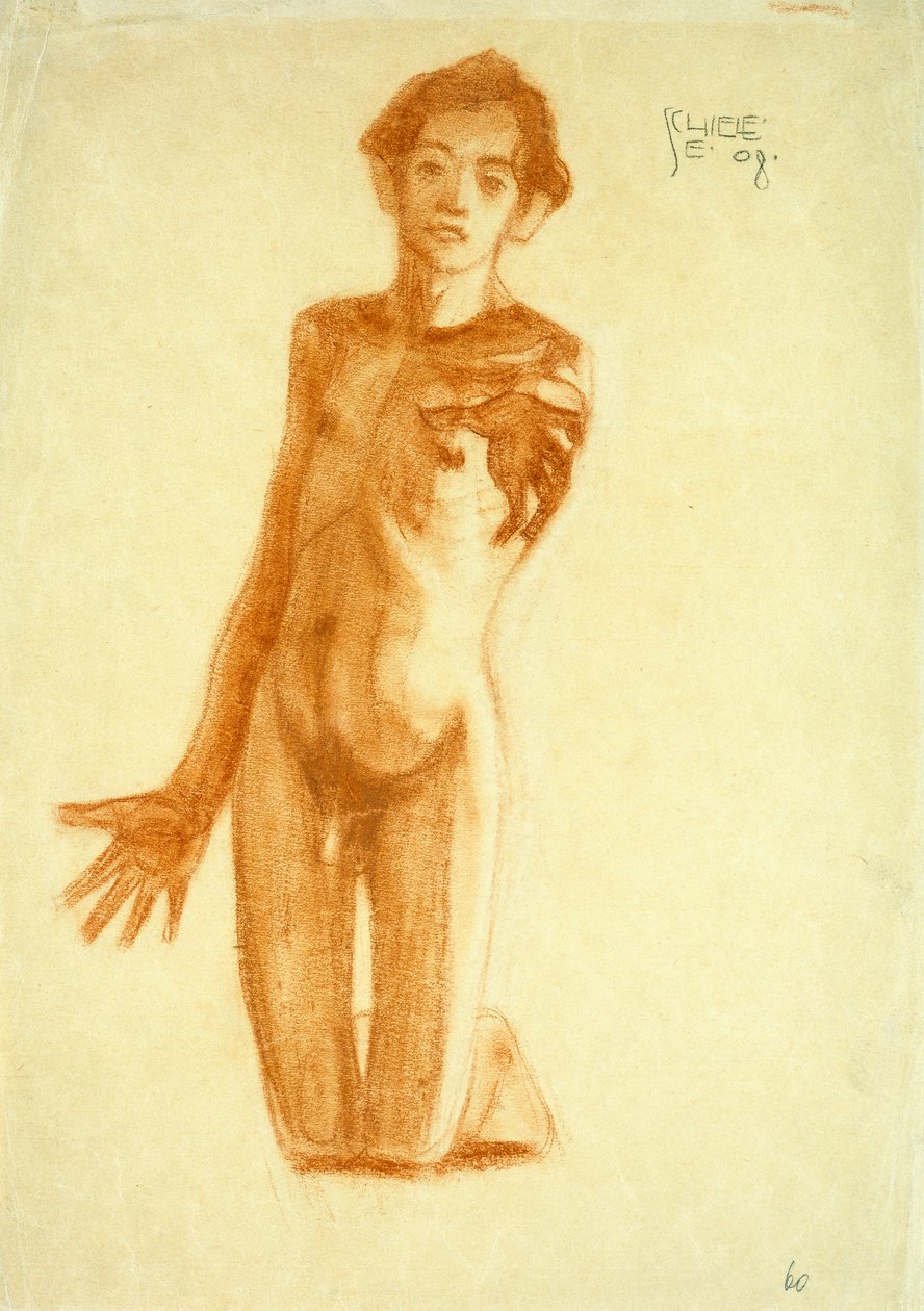 Giovane Uomo in Ginocchio, 1908 da Egon Schiele