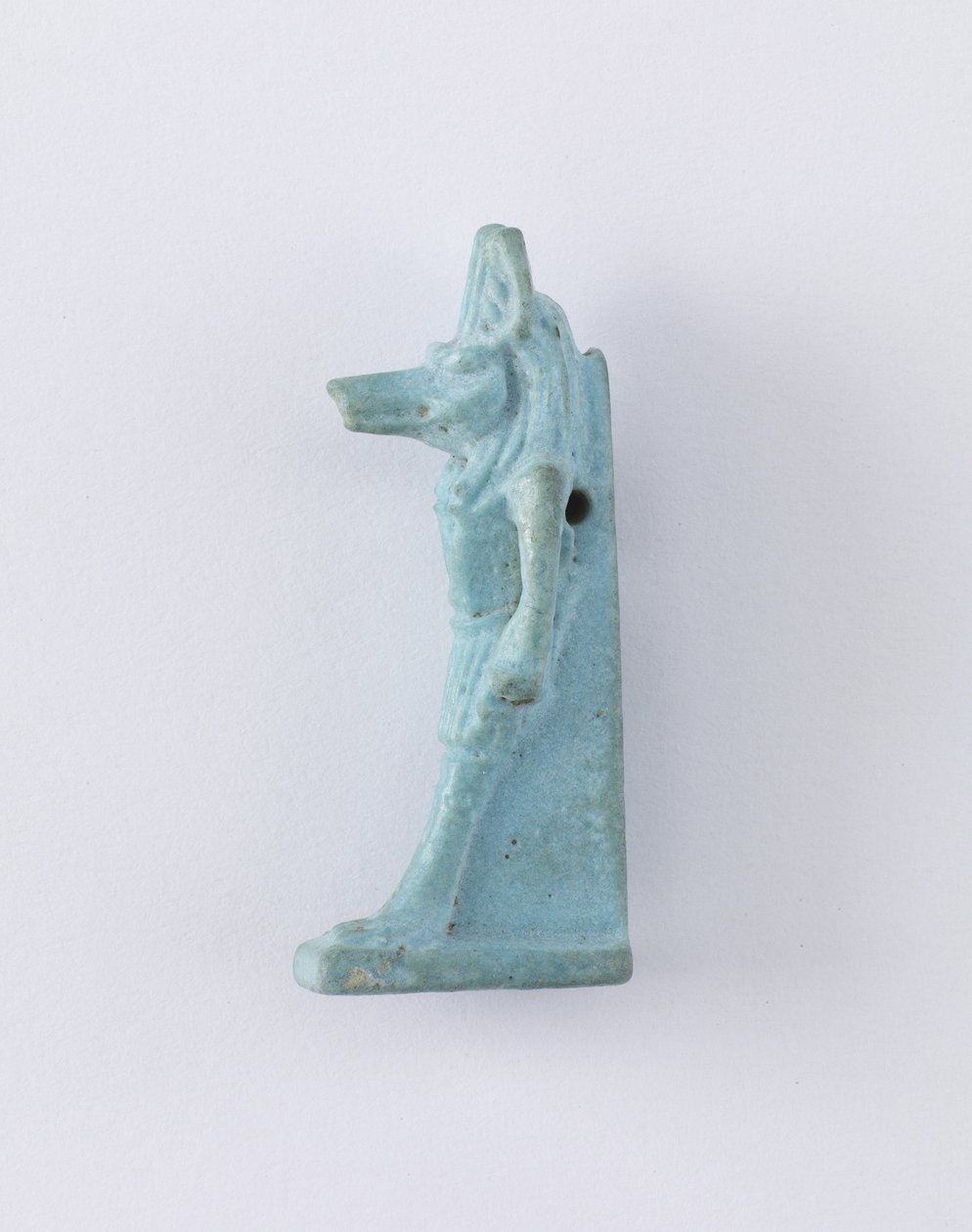 Figura in piedi di Anubi, forse periodo tolemaico, 305-30 a.C. (faience) da Egyptian