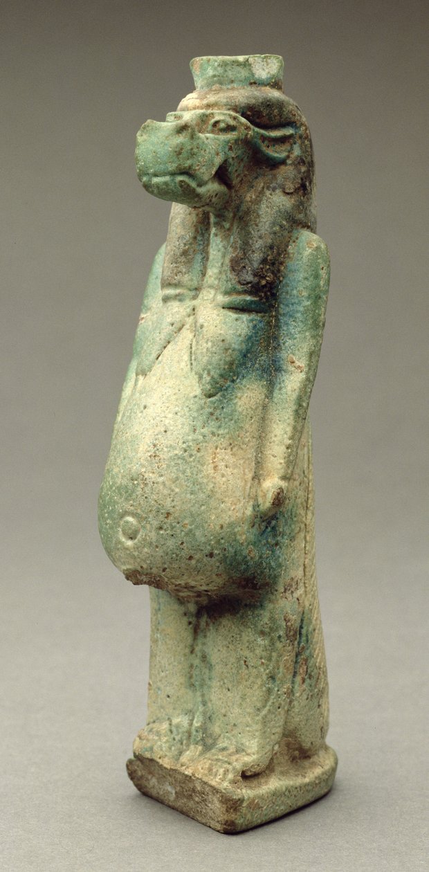 Statuetta della dea Taweret, un ippopotamo con coda di coccodrillo (faience) da Egyptian