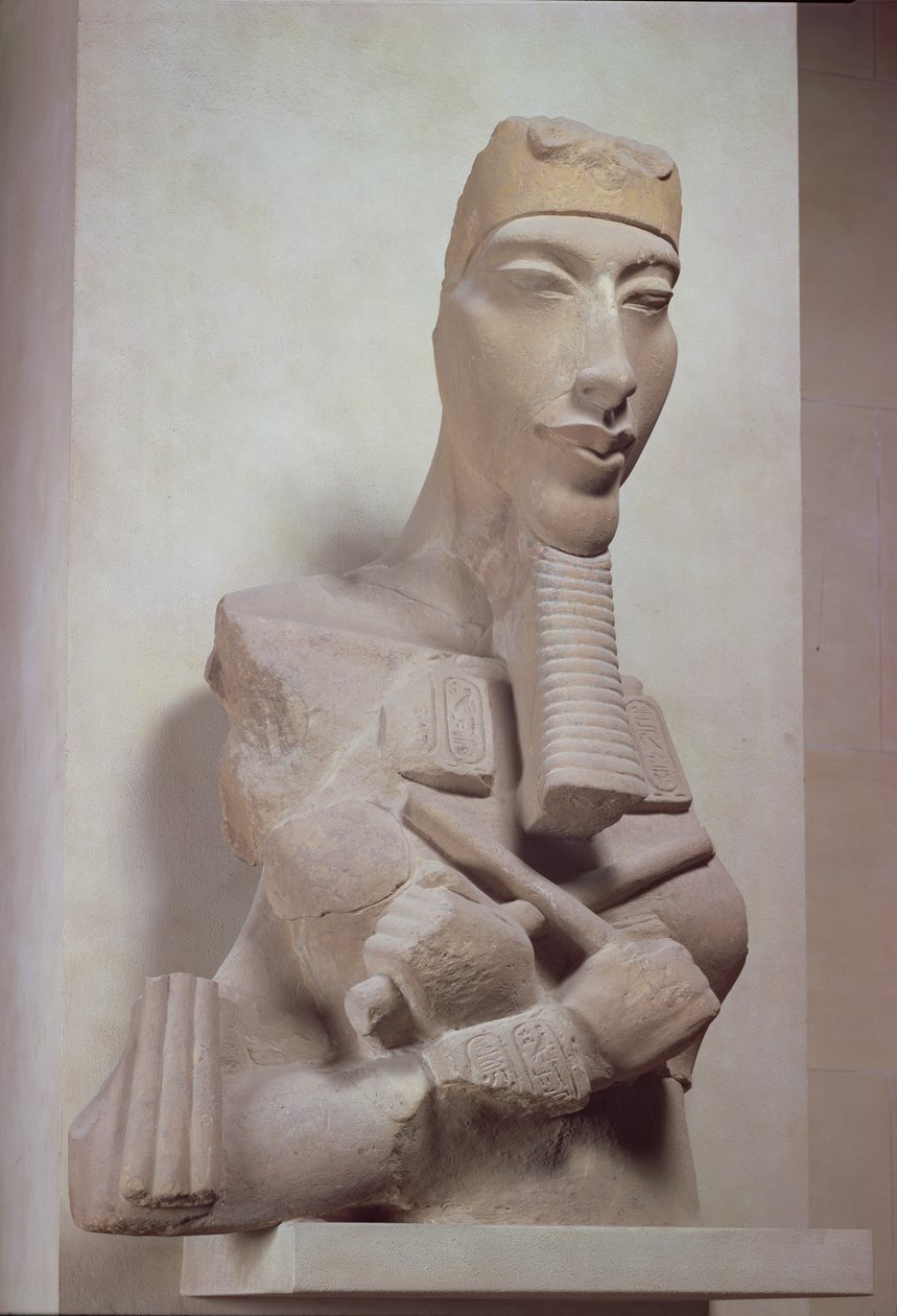 Pilastro osirideo di Akhenaton (1365-1349 a.C.) dal tempio del sole di Amenofi IV a Karnak, Nuovo Regno, c.1350 a.C. da Egyptian 18th Dynasty