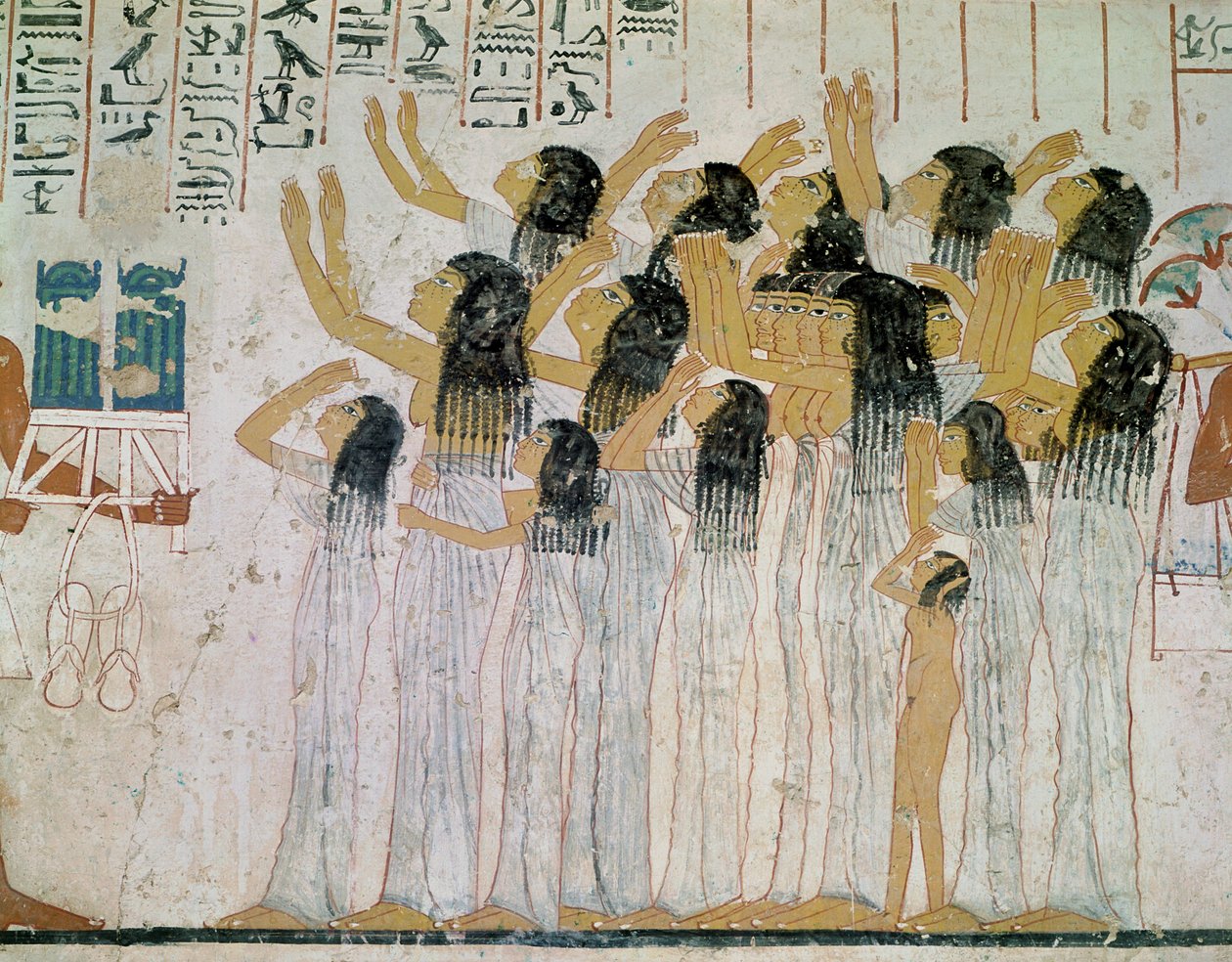 Donne piangenti in una processione funebre, dalla Cappella-Tomba di Ramose, Visir e Governatore di Tebe, Nuovo Regno, c.1360 a.C. da Egyptian 18th Dynasty