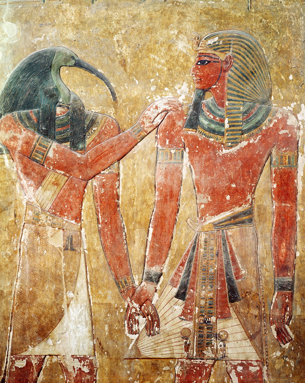 Il dio Thoth con Seti I nella tomba di Seti I da Egyptian 19th Dynasty