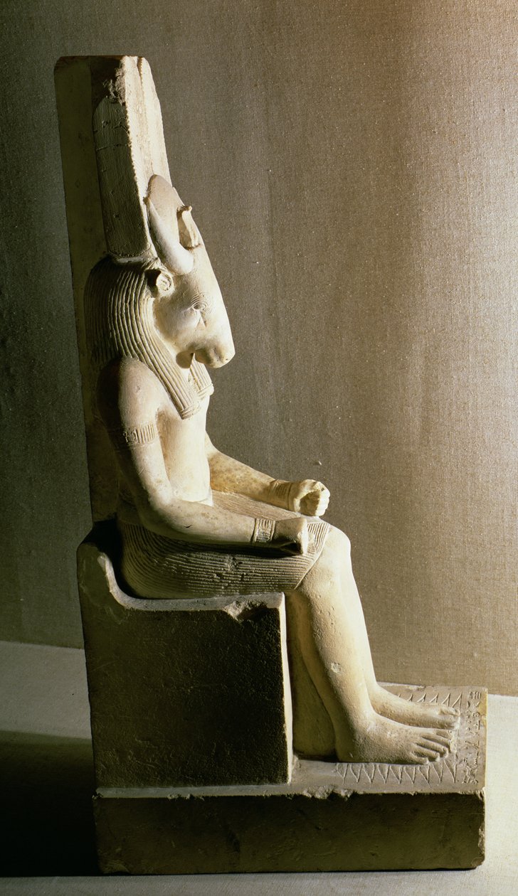 Statua del dio Montu con testa di toro, da Medamud da Egyptian Ptolemaic Period