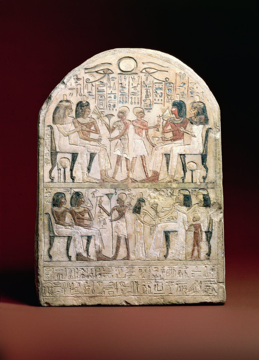 Stele funeraria, 156 a.C. (calcare dipinto) da Egyptian Ptolemaic Period